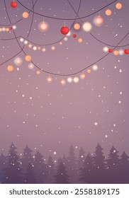 Winter nature landscape vector illustration. Marry christmas and happy new year background design.