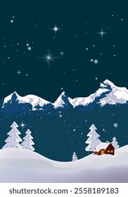 Winter nature landscape vector illustration. Marry christmas and happy new year background design.