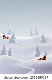 Winter nature landscape vector illustration. Marry christmas and happy new year background design.