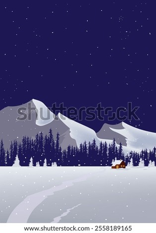 Winter nature landscape vector illustration. Marry christmas and happy new year background design.