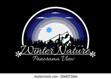 winter nature silhouette retro design