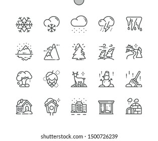 Winter nature Well-crafted Pixel Perfect Vector Thin Line Icons 30 2x Grid for Web Graphics and Apps. Simple Minimal Pictogram