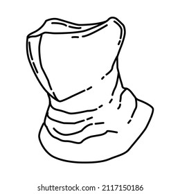 Winter Neck Gaiter for Men Part of Winter Accessories and Activities Hand Drawn Icon Set Vector.