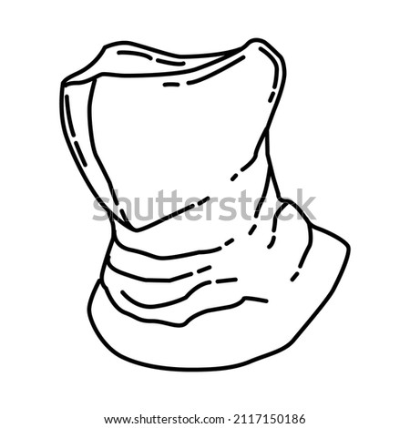 Winter Neck Gaiter for Men Part of Winter Accessories and Activities Hand Drawn Icon Set Vector.
