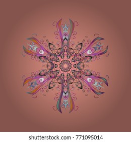 Winter neutral, gray and pink christmas snow flat crystal element. Weather illustration ice collection. Xmas frost snow flake isolated silhouette symbol. Vector design. Snowflake vector background.