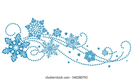 Winter New Year background with blue snowflake silhouettes. Christmas card