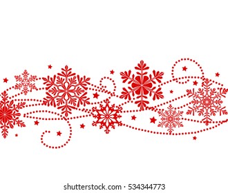 Winter New Year background with red snowflake silhouettes. Christmas card