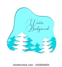 Winter new year card in paper style. Background for seasonal holidays flyers, greeting and invitation cards and Christmas themed congratulations and banners. Vector illustration.