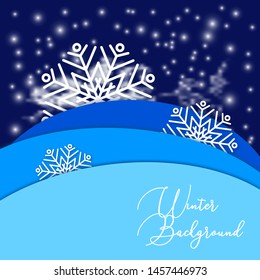 Winter new year card in paper style. Background for seasonal holidays flyers, greeting and invitation cards and Christmas themed congratulations and banners. Vector illustration.