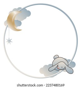 Winter New Year Christmas Magic Cute Rabbit Hare Bunny Vintage Frame Border Symbol Element Icon