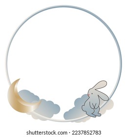 Winter New Year Christmas Magic Cute Rabbit Hare Bunny Vintage Frame Border Symbol Element Icon