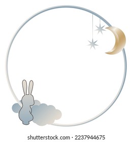 Winter New Year Christmas Magic Cute Rabbit Hare Bunny Vintage Frame Border Symbol Element Icon