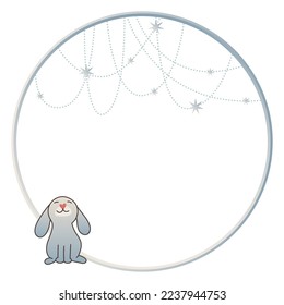 Winter New Year Christmas Magic Cute Rabbit Hare Bunny Vintage Frame Border Symbol Element Icon