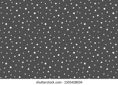 Winter, New Year, Christmas seamless pattern, black and white rectangle background. Hand drawn uneven specks, chaotic spots, blobs, splashes texture. Falling snow flakes, snowflakes, specks, flecks.