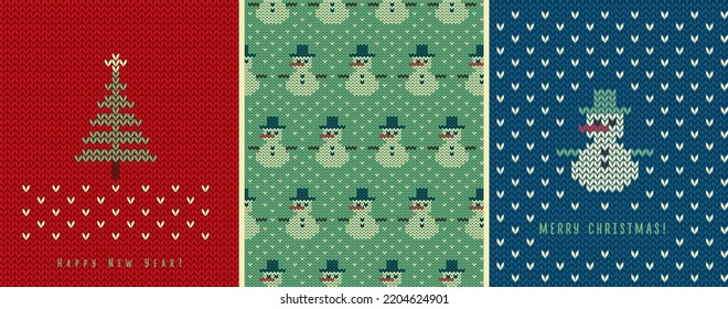 winter, new year and christmas seamless knitted sweater pattern background