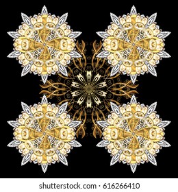 Winter, New Year, Christmas simple design on a white background. Snow crystal regular texture on black colors. Vector with stylized snowflakes.