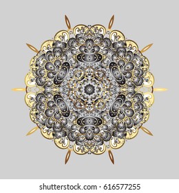 Winter, New Year, Christmas simple design on a gray background. Snow crystal regular texture on colors. Vector with stylized snowflakes.