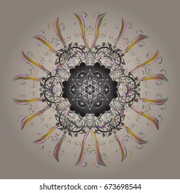 Winter, New Year, Christmas simple design on a colorful background. Snow crystal regular texture on colors. Vector ornamental pattern with stylized snowflakes.