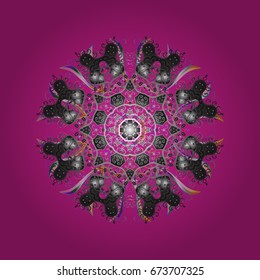 Winter, New Year, Christmas simple design on a colorful background. Snow crystal regular texture on colors. Vector ornamental pattern with stylized snowflakes.