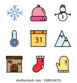 Winter and New Year Elements Icon Set