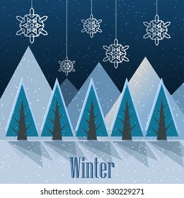 Winter. New Year postcard. Vector Illustration