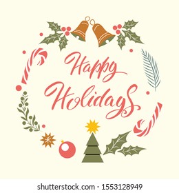 With winter New Year's seasonal holidays. Congratulatory poster
