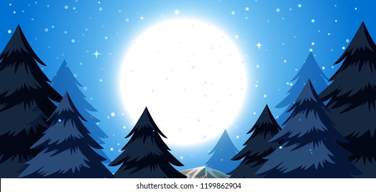 Ilustración del fondo nocturno de invierno