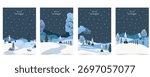 Winter night background with pine tree in forest for Merry Christmas and happy new year invitation card
