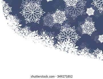 Winter night background white snowflakes falling Christmas and New Year vector abstract illustration card, banner