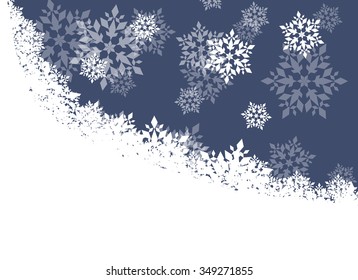 Winter night background white snowflakes falling Christmas and New Year vector abstract illustration card, banner