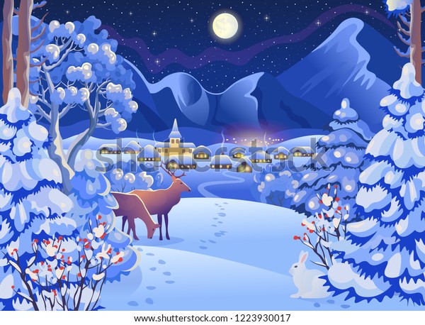 Image Vectorielle De Stock De Paysage Forestier De Nuit D