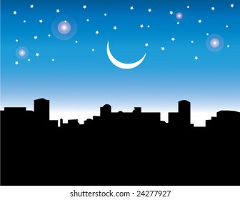 A winter night with glittering star & Moon.visit my gallery for more.