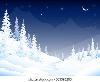Winter Night Landscape