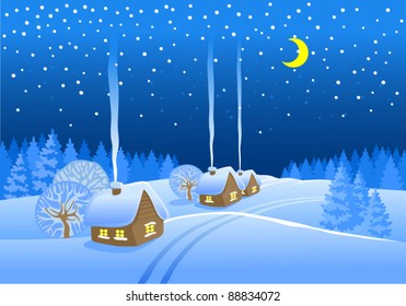 Winter night landscape