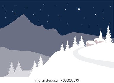 Winter Night Landscape Vector Stock Vector (Royalty Free) 338037593 ...