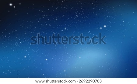 A winter night sky background with a dark blue frame, shimmering glitter, starry sky, and cosmic dust. Vector template for cards, banners, posters, and designs