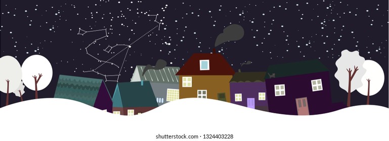 Winter night in a small town