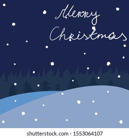 Winter night with snowfall. Design for Christmas. Vector illustration