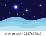winter night, starry sky, moonlit night