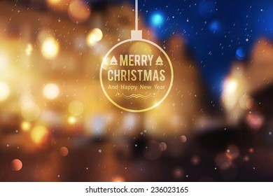 Winter night street, vector blurred background. Merry christmas and happy new year.