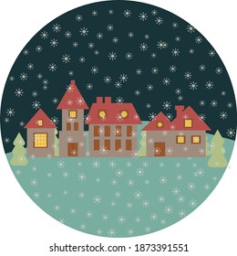 winter night vector graphics illustration