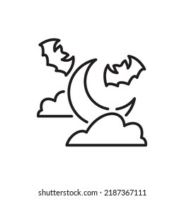 Winter Night vector Outline Icon Design illustration. Halloween Symbol on White background EPS 10 File