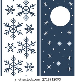 Noites de inverno padrão sem costura com janela gelada projeta flocos de neve e luar macio para um conceito de noite de inverno acolhedor como padrão de noite de inverno acolhedor com janela gelada projeta flocos de neve e luar para uma sensação de inverno quente convidativo no Conceito de Stock de Foto e espaço vazio no lado esquerdo, sem texto —ar 7:2 —tile