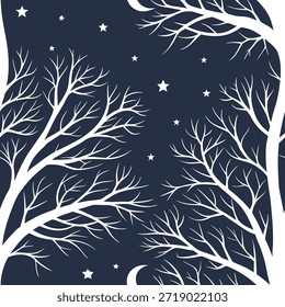 Winter nights seamless pattern with glowing stars icy lakes and frosty branches for a cool winter night atmosphere concept as Cool winter night pattern with glowing stars icy lakes and frosty branches for a serene seasonal look in Photo Stock Concept and empty space on the left side,no text --ar 7:2 --tile