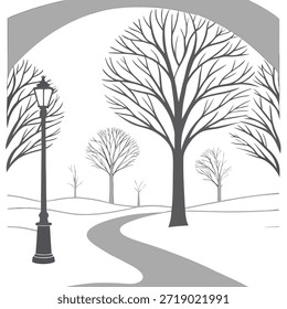 Noites de inverno padrão sem costura com caminhos nevados luzes distantes e árvores geladas para um conceito de caminhada de inverno pacífica como padrão de caminhada de inverno pacífica com caminhos nevados luzes distantes e árvores geladas ideal para uma caminhada serena noite no Conceito de Stock Foto e espaço vazio no lado esquerdo, sem texto —ar 7:2 —tile