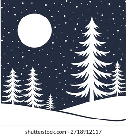 Noites de inverno padrão sem costura com céu estrelado neve coberto de árvores e luar macio para um conceito de atmosfera tranquila pacífica como padrão de noite de inverno Serene com céu estrelado neve coberto de árvores e luar perfeito para um projeto de noite gelada calma no Conceito de Stock Fotográfico e espaço vazio no lado esquerdo, sem texto —ar 7:2 —azulejo