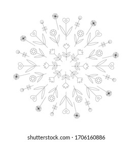 Winter nordic mandala vector illustration. Christmas coloring page vector.Trendy scandinavian design.	
