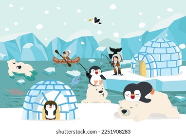 Winter North pole Arctic cartoon 