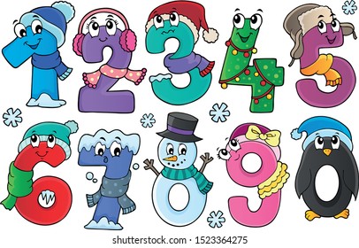 Winter numbers theme set 1 - eps10 vector illustration.