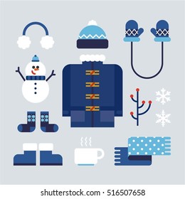 winter object cloth vector illustration flat design